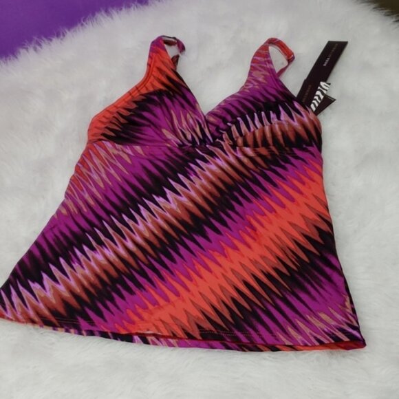new dana Buchman aztec colorful tankini top with underwire womens size 6 - Picture 1 of 7
